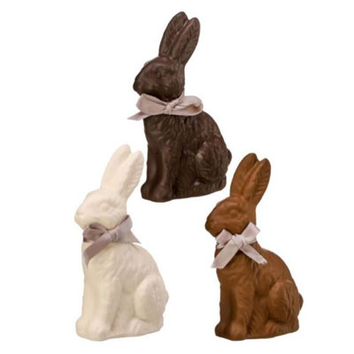 BUNNY, 4" ASRT CHOCOLATE W/BOW