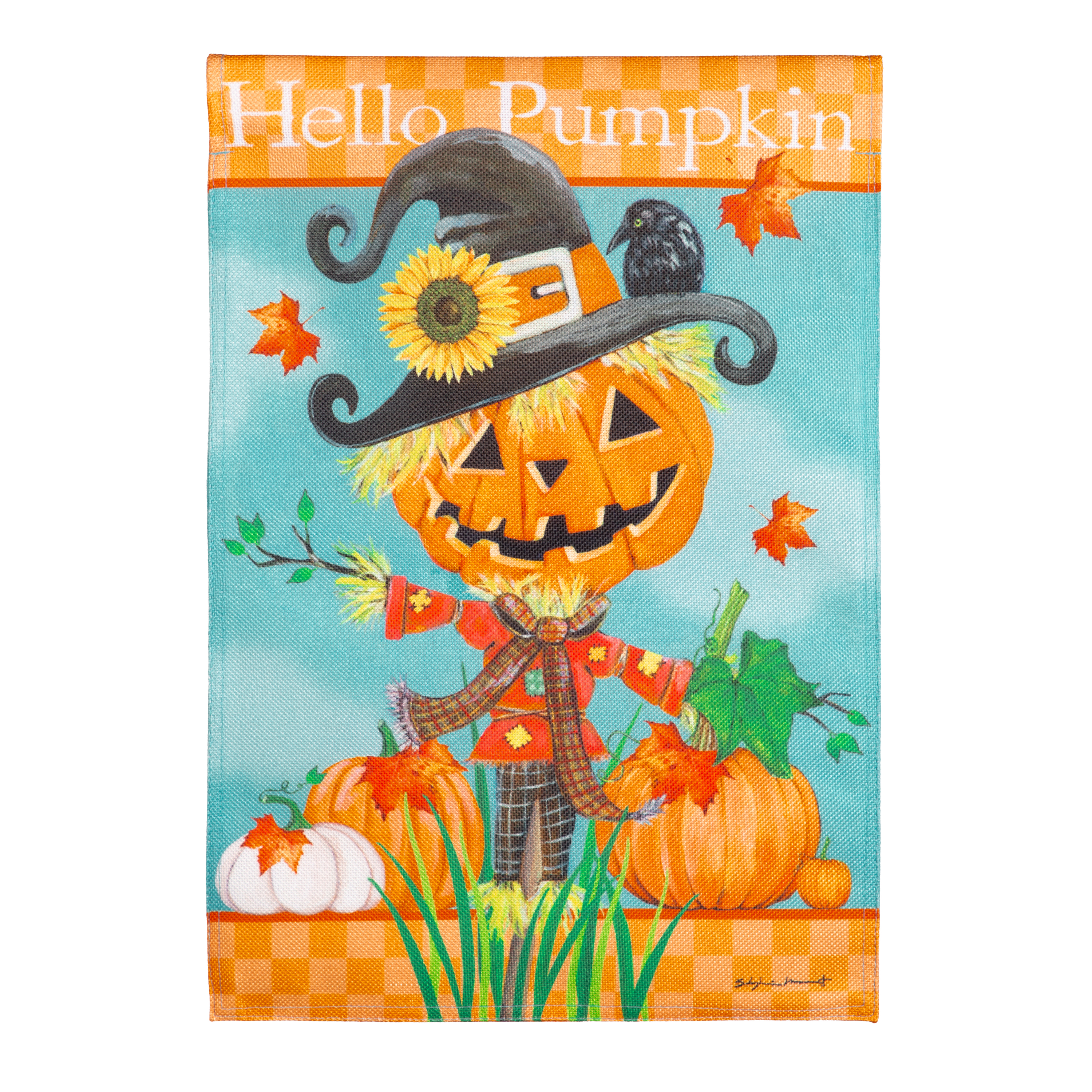 Hello Pumpkin Mini Burlap Flag