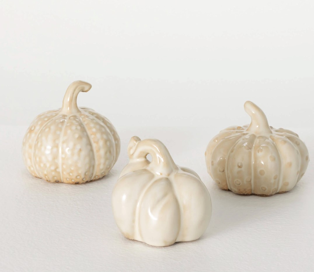 Stoneware Cream Pumpkin Assortment  