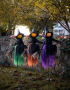 Lighted Halloween Witches on Brooms Stakes, Set of 3