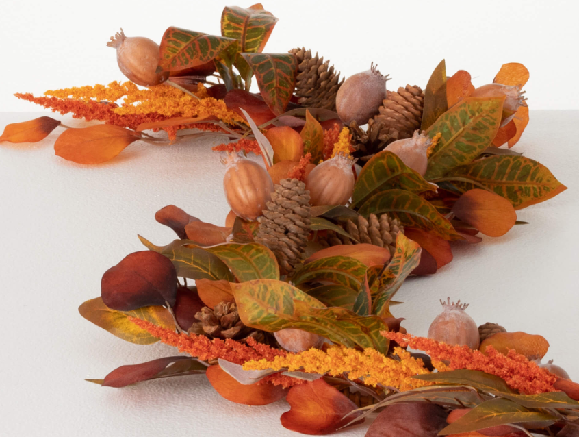 Mixed Fall Leaf Wheat Garland 