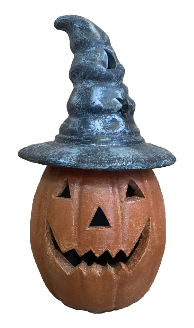 Cheerful Pumpkin with Witches Hat