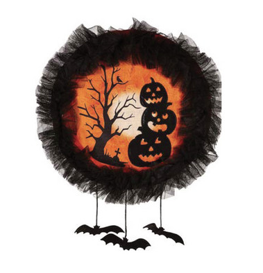 Pumpkins & Bats Door Wreath 