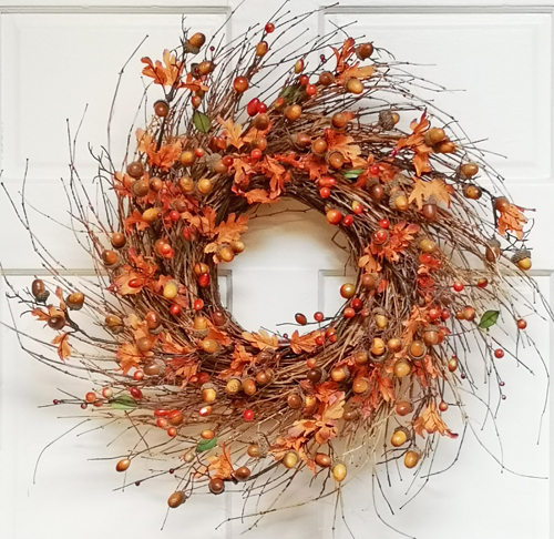 Bright Fall Leaves with  Acorn Accents Wreath