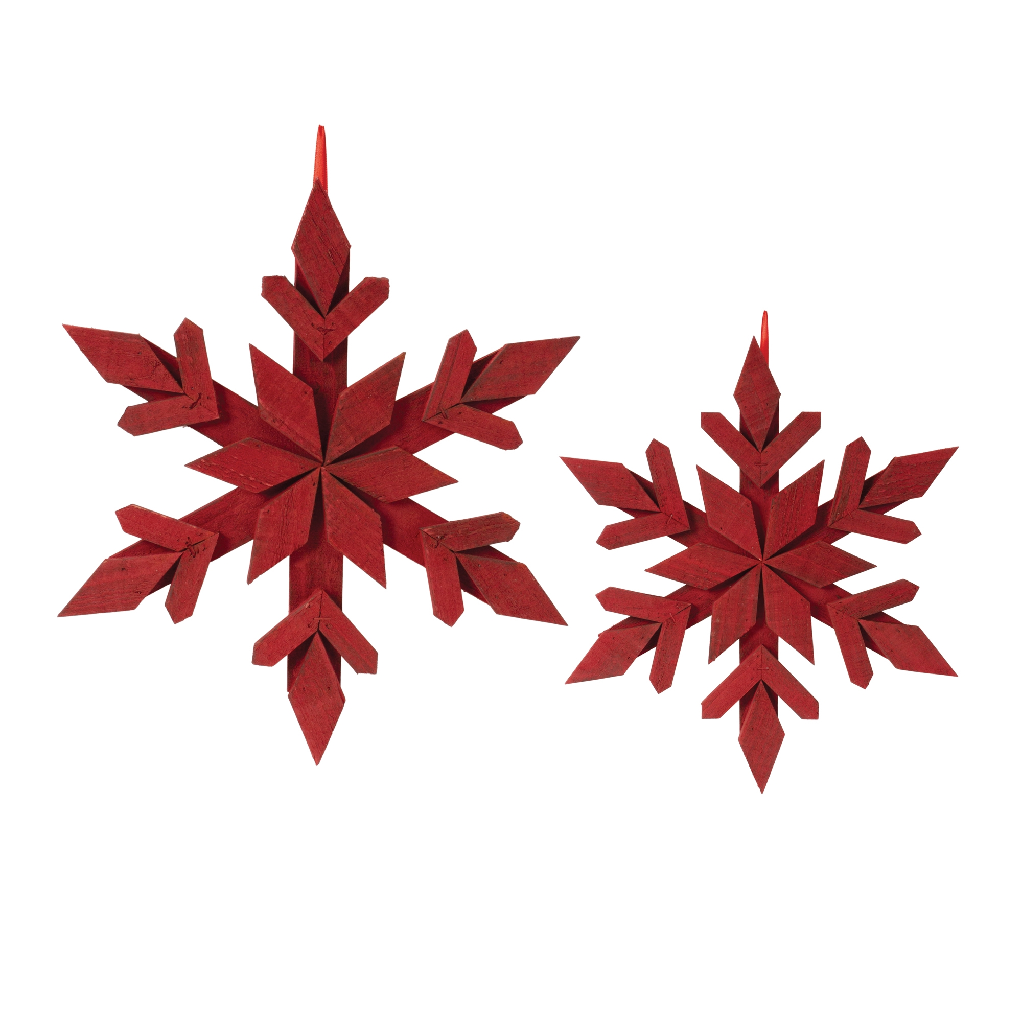 Small Red Wood Snowflake Ornament