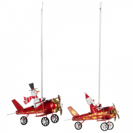 Flying Santa & Snowman Ornament