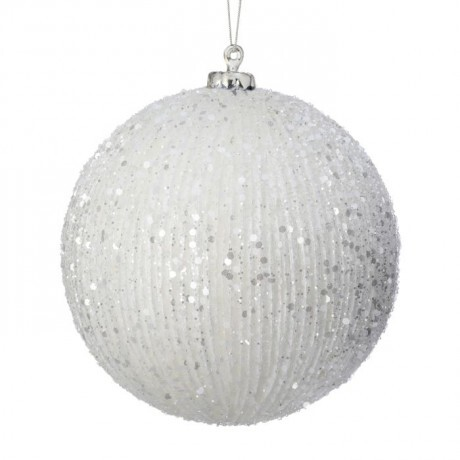 White Metallic Beaded Ornament 