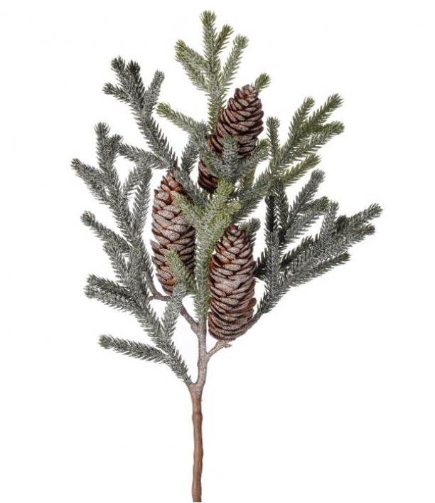 Mini Snowy Pine Cone Spray with Cone 17"