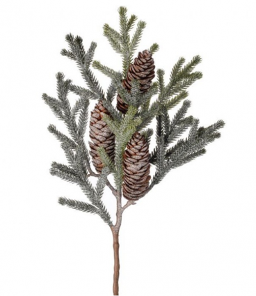 Mini Snowy Pine Spray with Cone