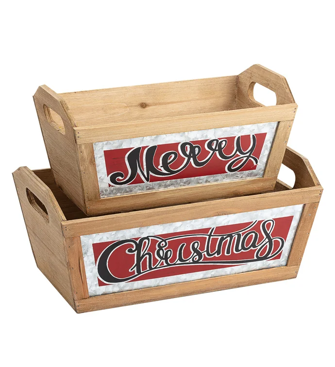 "Merry Christmas" Wood Box Planter