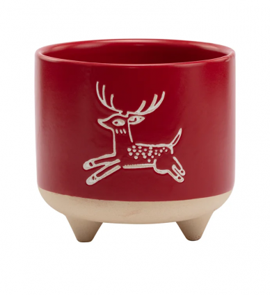 Red Leaping Deer Planter