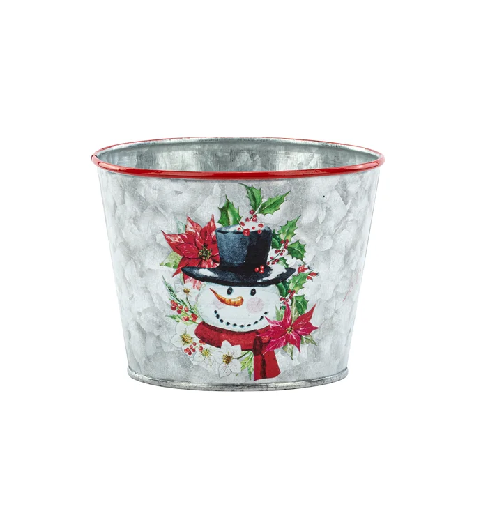 Galvanized Snowman Pot Cover