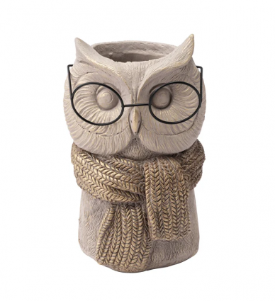 Owl Planter with Scarf and Glasses