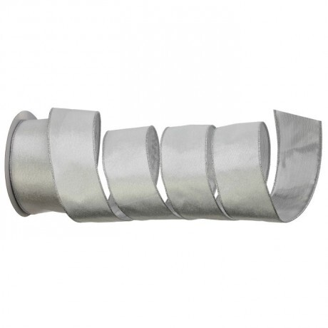 Wired Velvet Ribbon in White and Silver 
