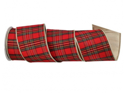 RIBBON, METALLIC PLAID 4" X 5YD