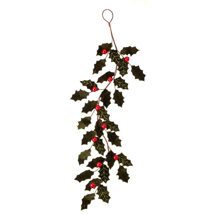 Holly Leaf Garland with Red Berries