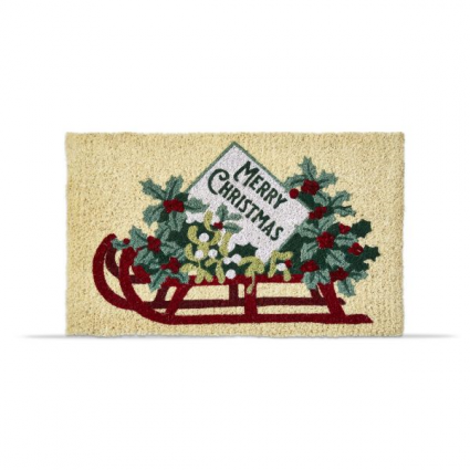 Merry Christmas Sled Door Mat