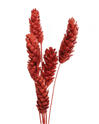 Red Glitter Strobus Pine Cones (6 Stems)