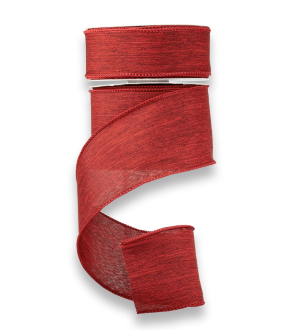 Textured Burgundy Linen Wired Ribbon