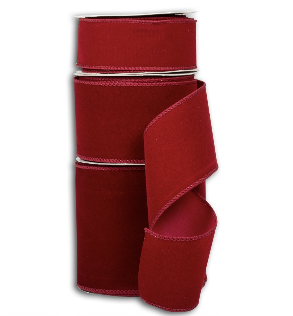 Burgundy Velvet Wired Ribbon 