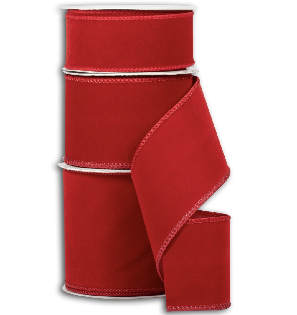 Deep Red Velvet Wired Ribbon 