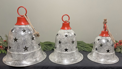 Silver Bell with Stars - 10"