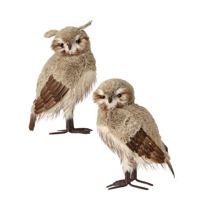 Winter Chalet Feather Owl 21.5"