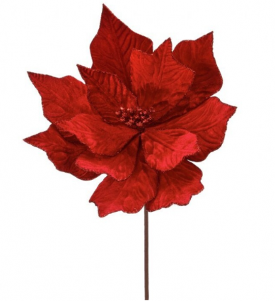 Red Velvet Poinsettia Stem 