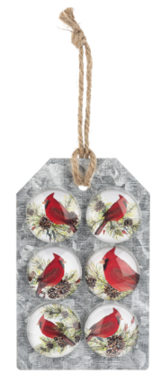 MAGNET, CARDINAL W/PINE SPRIG