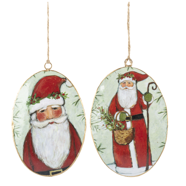 Oval Santa Ornaments