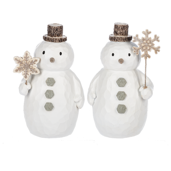 Snowmen Shining Bright holding a Gold Snowflake