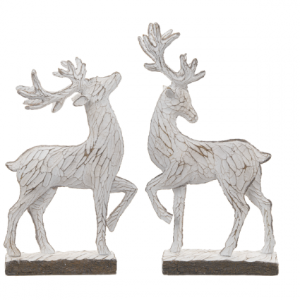 White Wash Deer Figurines