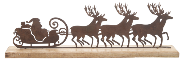 Reindeer pulling Santa in a Sleigh Scene