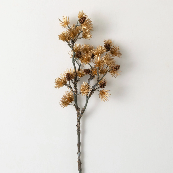 Gold Cedar Spray with Pine Cones  24"