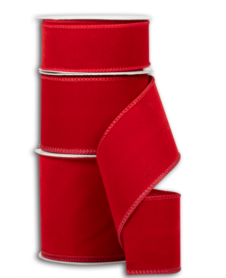 Deep Red Wired Christmas Ribbon 50 Yards