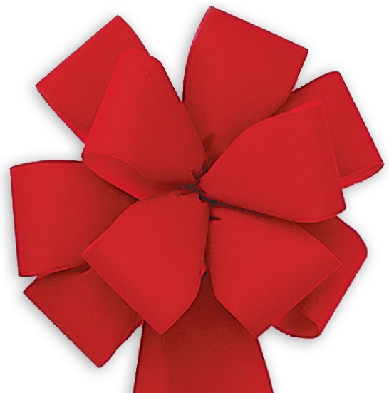 10 Loop 7.25" Red Velvet Christmas Bow