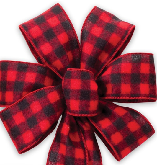 Black &Red Check 9.25" 6 Loop Christmas Bow