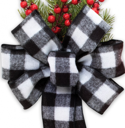 Black & White Check 9.25" 6 Loop Christmas Bow