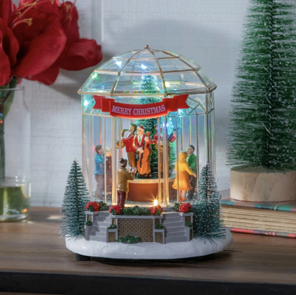 8.5" LED Christmas Greenhouse with Rotating Dancers and Music