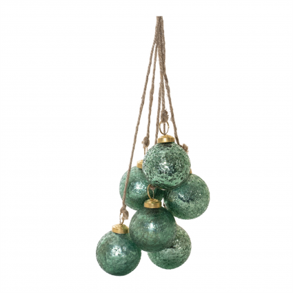 Aqua Glass/Jute Ornament