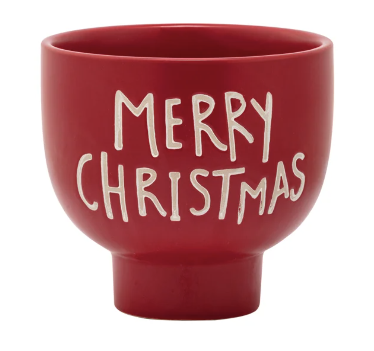 Red Merry Christmas Footed Planter