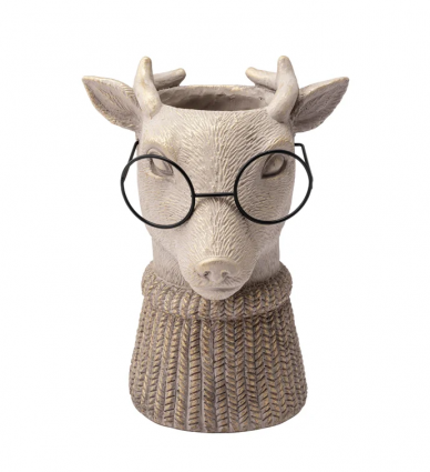 Reindeer Planter with Glasses