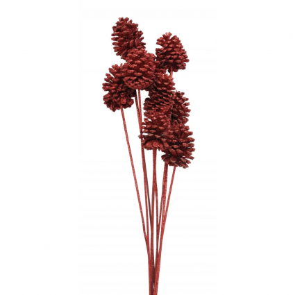 Red Glitter Pine Cone Stems 