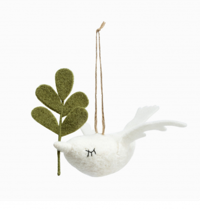 Felted Cream Dove Ornament