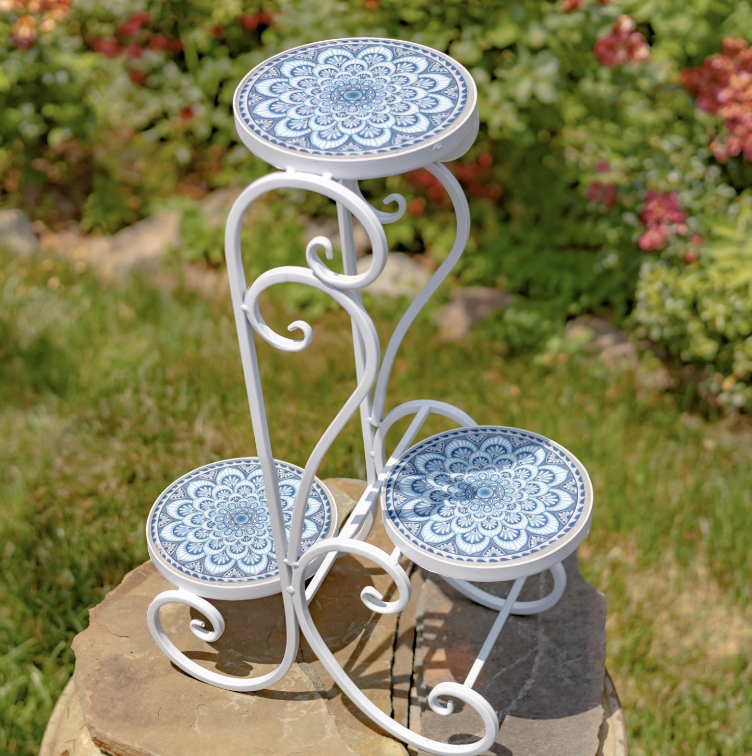 "Seattle" Three-Tier Mosaic Plant Stand