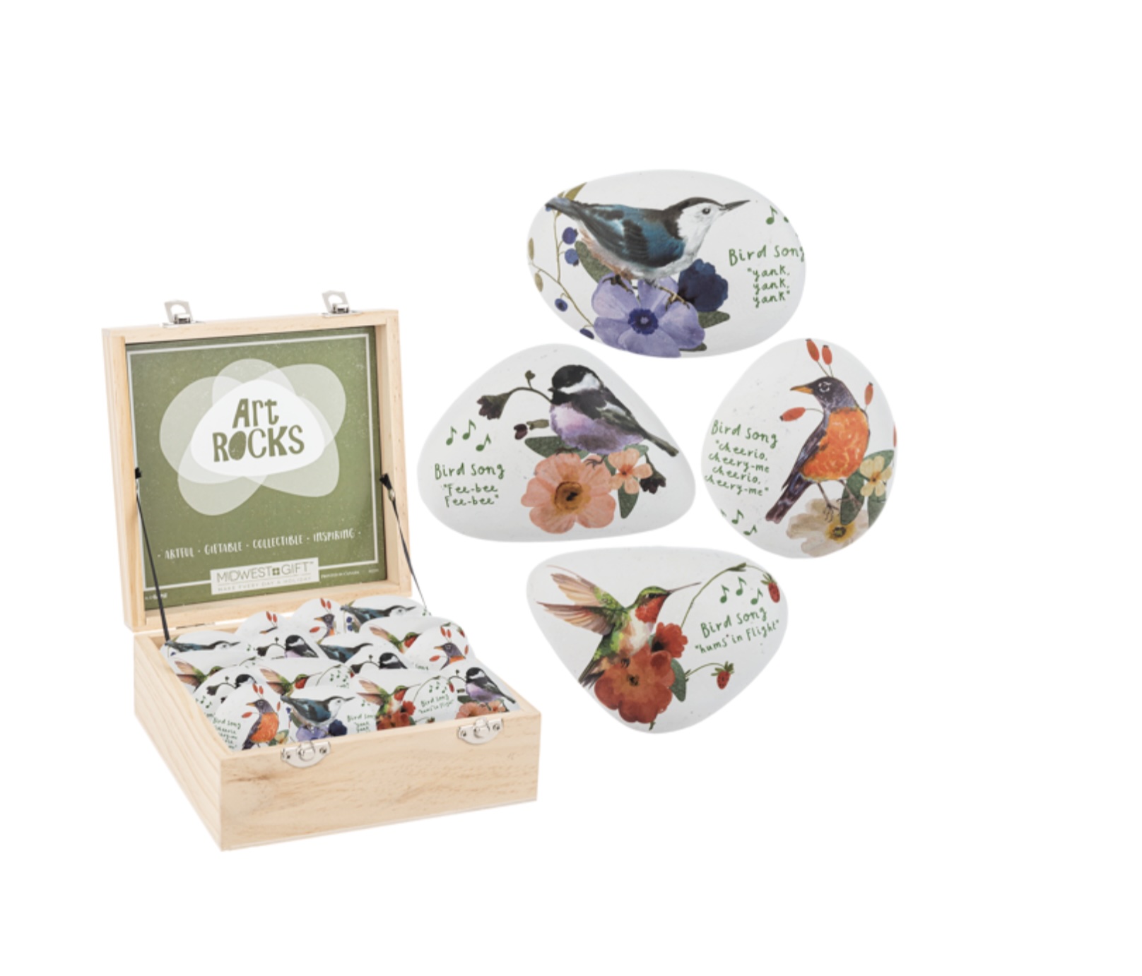 Birdsong Art Rock in a Wood Display Box Assortment