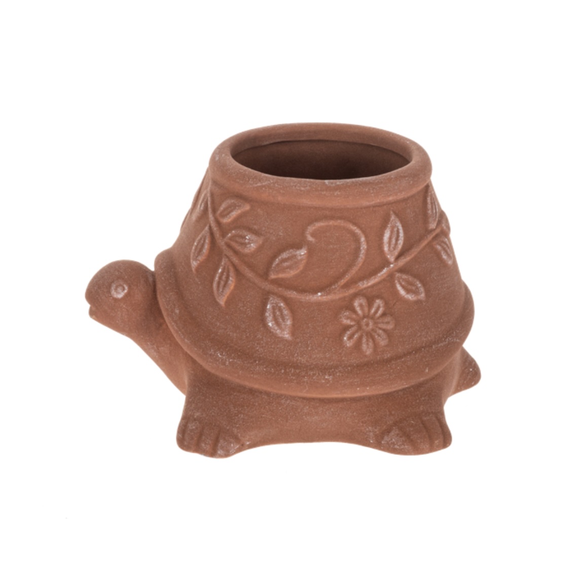 Embossed Floral Terracotta Turtle Planter