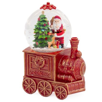 7.5" LED Train Spinning Water Lantern with Santa 