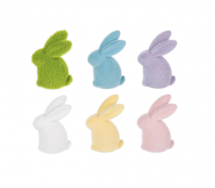 Flocked Bunny Figurines 