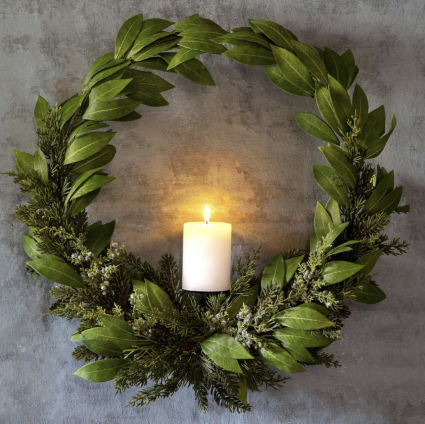 Bayleaf and Juniper Wreath with Candle Plate